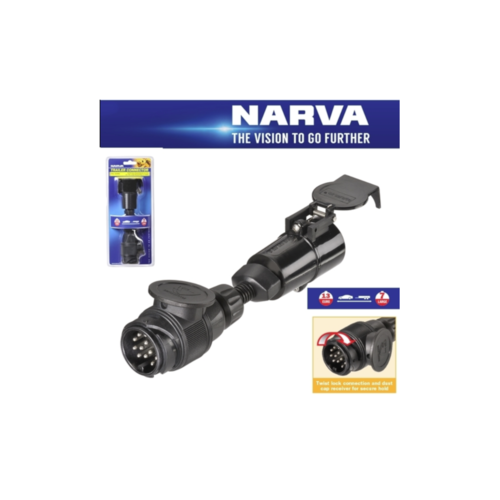 Narva 13 Pin Euro Round Socket, Car to 7 Pin Large Round Plug on Trailer 82290BL